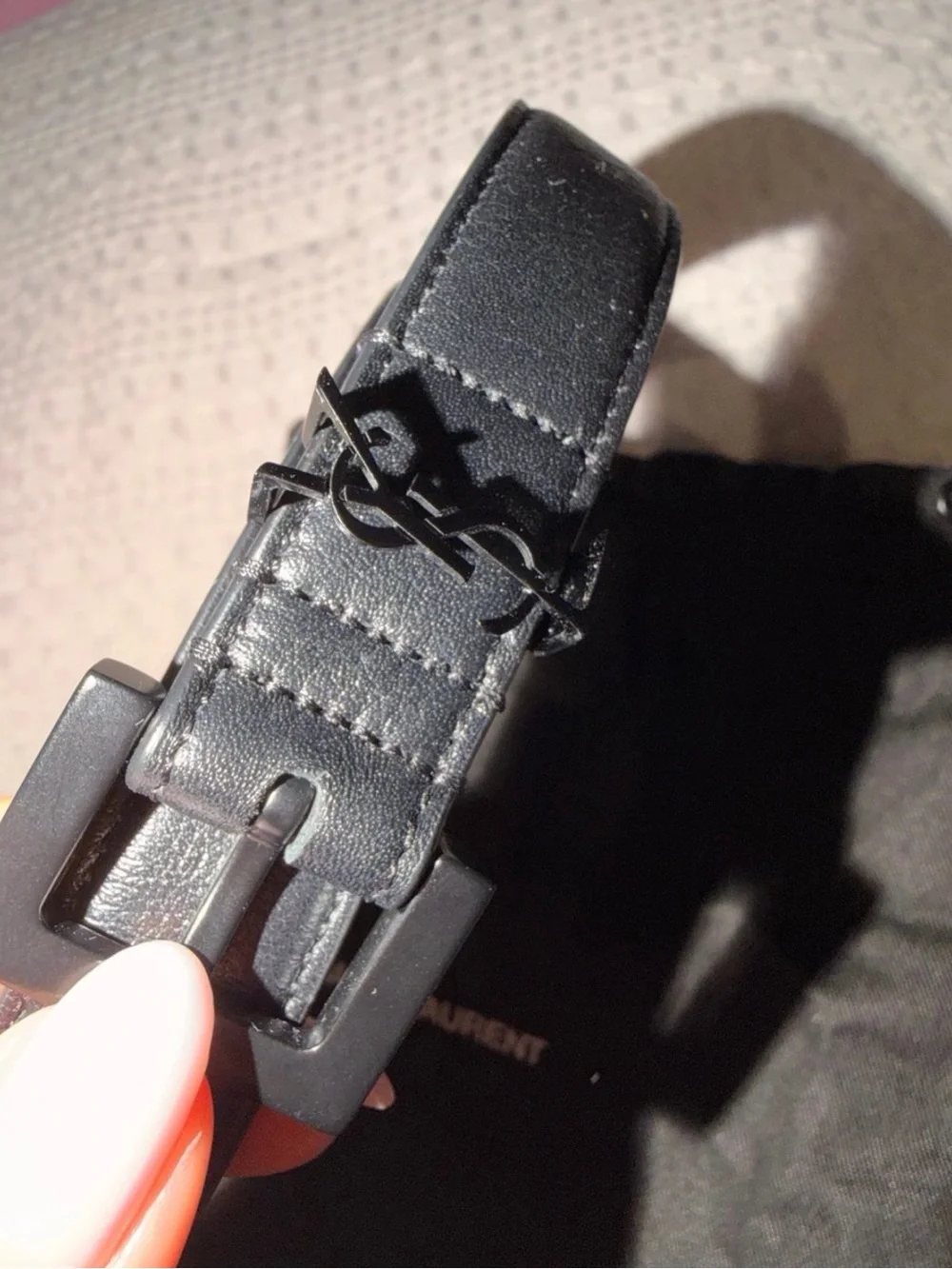 Saint Laurent Black Leather Women’s Belt with Matte Black YSL Hardware